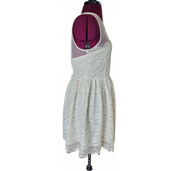 En Creme From Nordstrom Cream Lace Sheer Midi Dress NWT - Picture 6 of 16